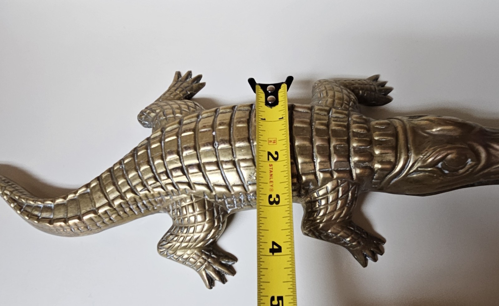 Vtg Solid Brass Alligator Crocodile Sculpture Figurine Mid Century Modern RARE
