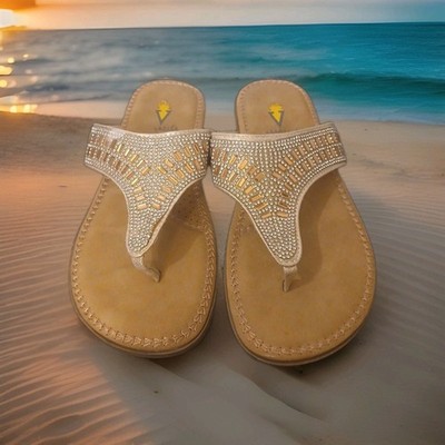 Volatile Slip On Textile Upper & Sole Tan Beige Sandals Size 7 