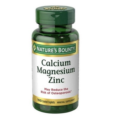 Nature's Bounty Calcium Magnesium & Zinc Caplets, 100 Count (Pack of 1)
