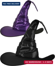 2 Pcs Halloween Witch Hat Costume, Black Purple Witch Headband Pointed Cap Crook
