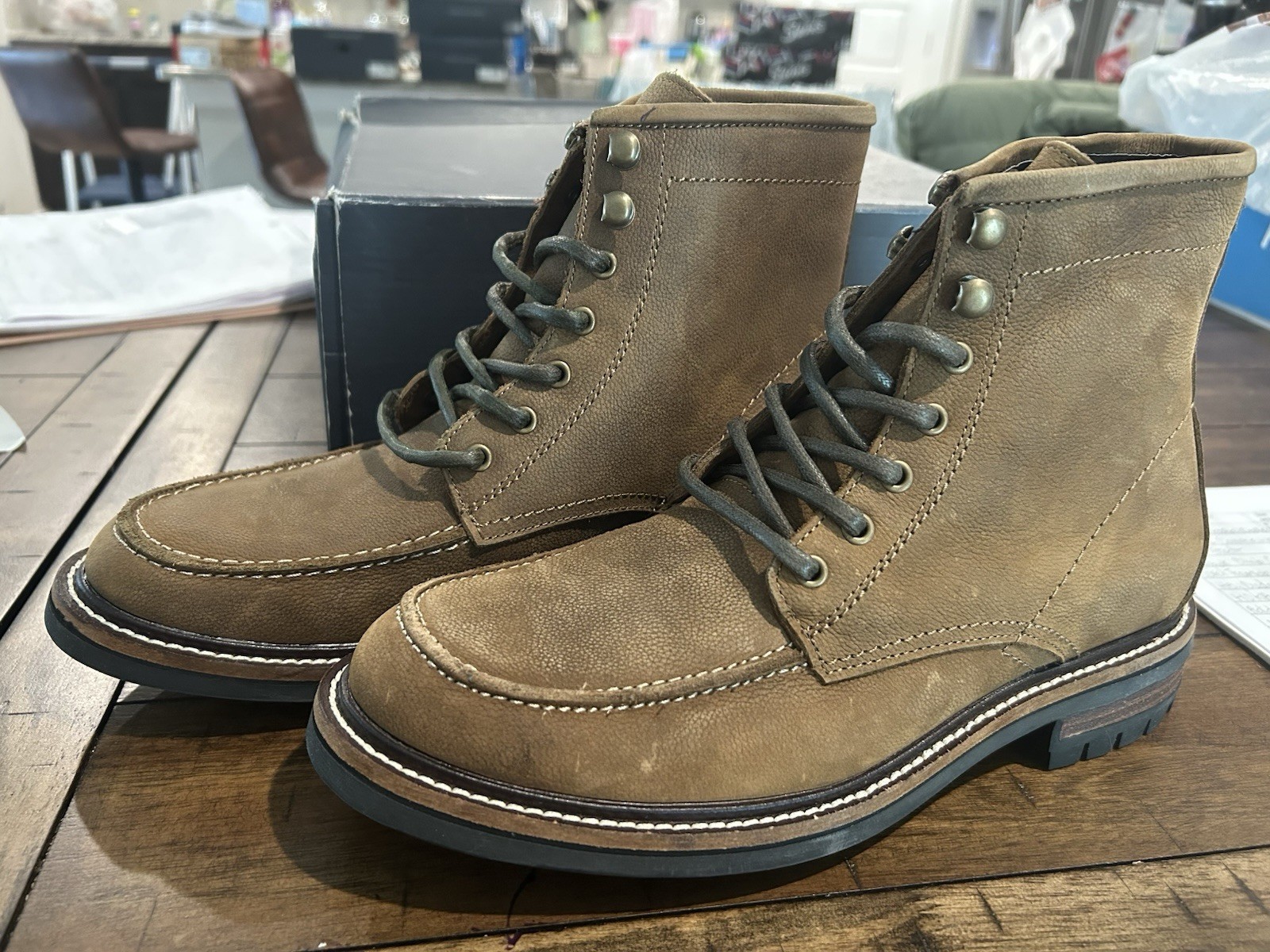 Tommy Hilfiger Men's Brown Leather Ankle Boots Lace Up Size 8 .5 western Casual thumbnail 3