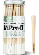 Pre Rolled Cones 1 1/4 Size 50 Pack, Natural Unbleached Rolling Papers with W-sh