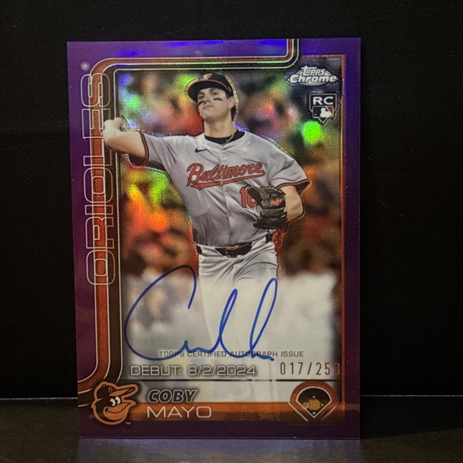 2025 Topps Chrome - Rookie Autographs Coby Mayo Purple Refractor /250 #RA-CMA