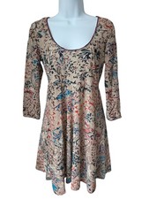 Free People Multicolor 3/4 Sleeve Floral Mini Dress Size M Nylon Polyester Blend