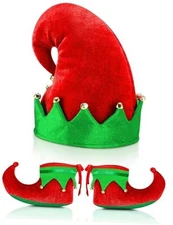  Christmas Santa Elf Shoes and Hat Christmas Red and 21 cm/ 8 Inch Vivid Color