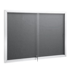 48"x34" Enclosed Bulletin Board Indoor Lockable with Sliding Glass Doors Gray