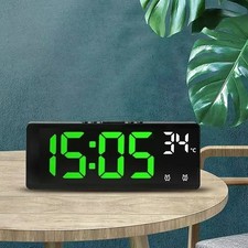 Large Digital Alarm Clock LED Temperature Voice Control Dual Alarm Snooze 12/24H