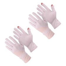 Sun Gloves for Women, 9" & 4Pcs & Ice Silk & Purple Pink