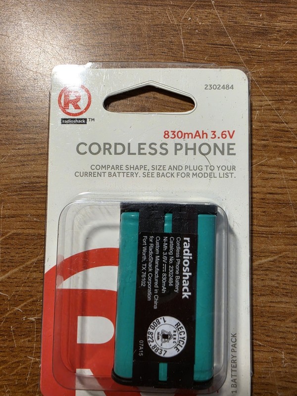 RadioShack 3.6V 830mAh Ni-MH Cordless Phone Battery 2302484 230-2484  Panasonic 