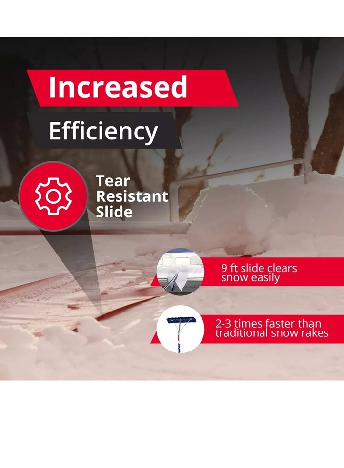 Premium Roof Rake for Snow Removal - 30 ft. Roof Snow Removal Tool ...