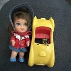 Vintage Mattel Liddle Kiddle BABE BIDDLE Doll Outfit Scarf Shoes Yellow Car
