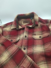 Orvis Classic Collection Men's Med Red Heavy Plaid Flannel Shirt With Pockets