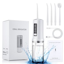 Cordless Water Flosser Dental Oral Irrigator USBcharging Teeth Cleaner 4Jet Tips