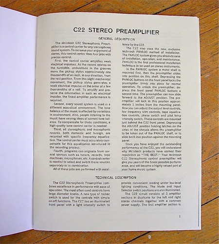 Preamplificador de tubo McIntosh C22 años 60 MANUAL DEL PROPIETARIO - Imagen 2 de 5