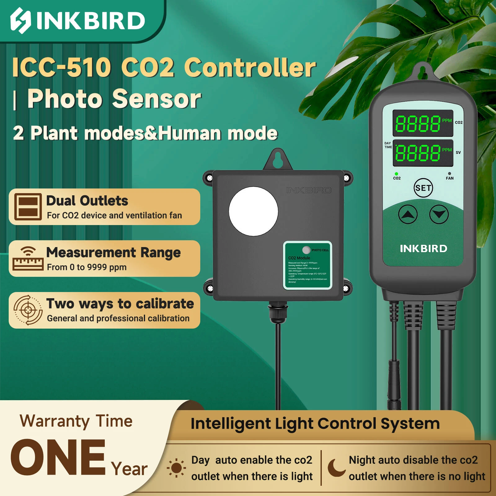 C02 Controller PPM CO2 Generator Exhaust Fan Control Greenhouse Grow Room Timer