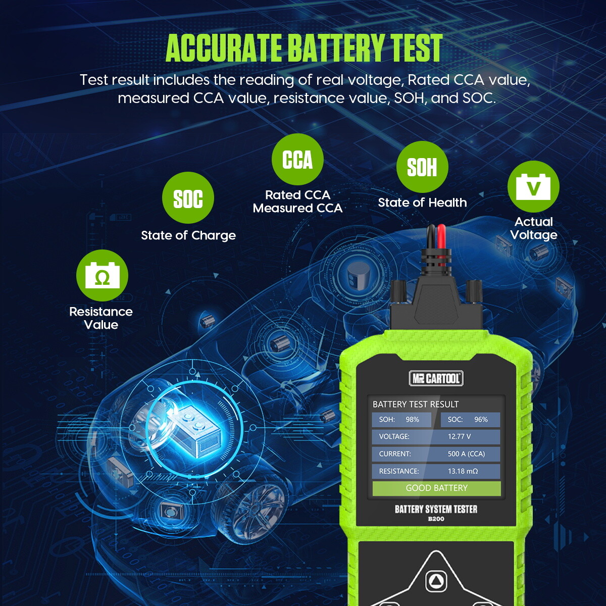 12V/24V Auto Batterietester Digital Prüfer LKW KFZ Batterie Tester Diagnosegerät