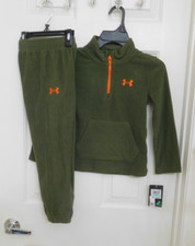 NWT 2pc Under Armour Marine Green 1/4 Zip Fleece Pullover  Pants Set sz 5 6 7