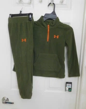 NWT 2pc Under Armour Marine Green 1/4 Zip Fleece Pullover & Pants Set sz 5 6 7