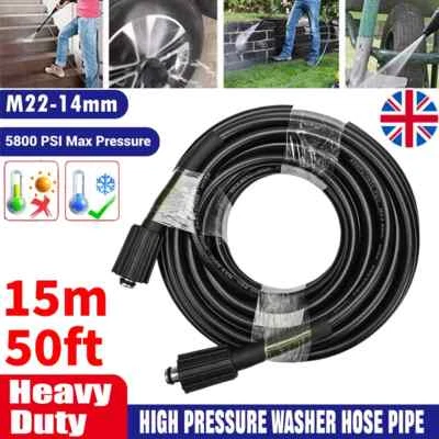 50FT 15M Replacement High Pressure Washer Hose Heavy Duty M22 Jet Power Wash Car