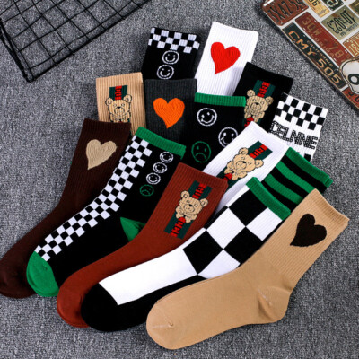 2 Pairs Crew Socks Logo Mens Womens Comfort Sports Basketball Athletic Socks