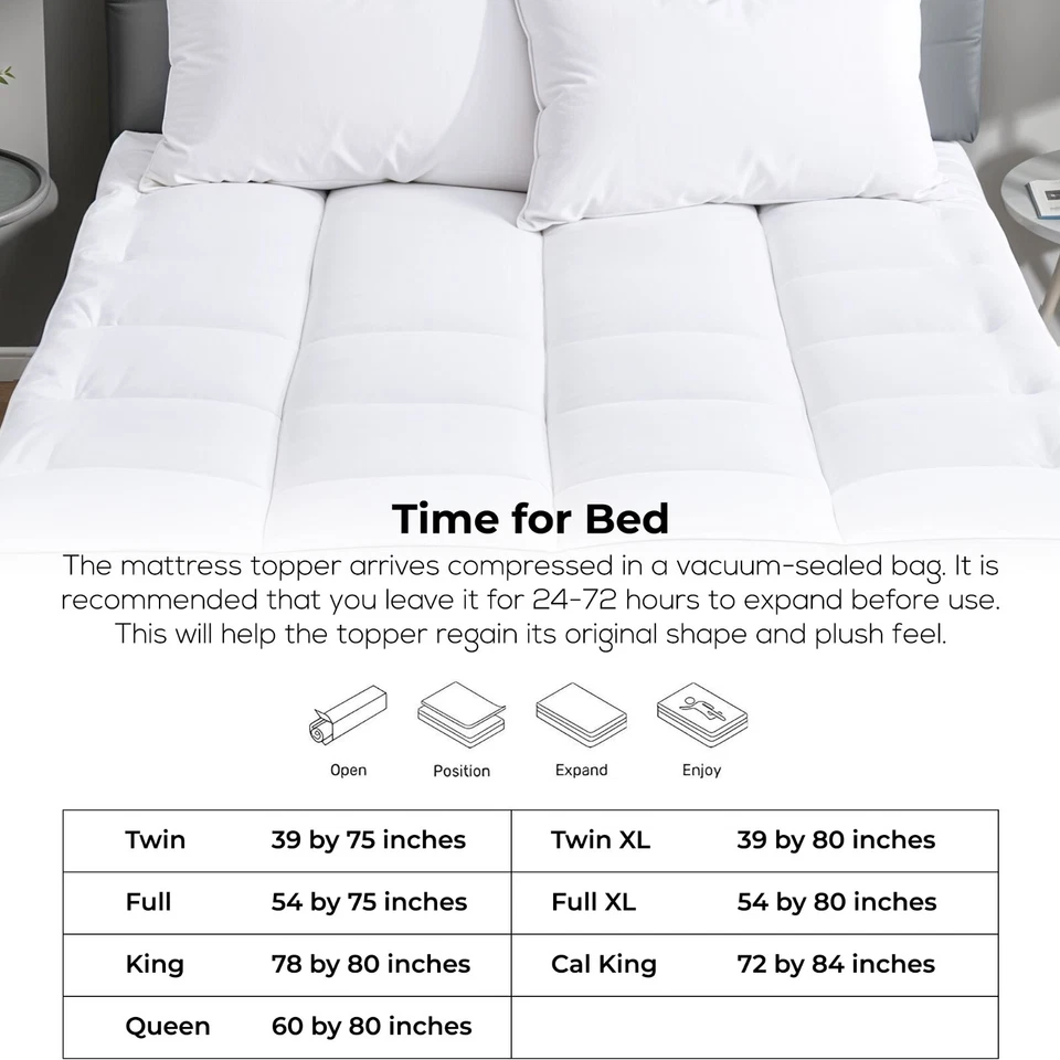 Soft Thick Mattress Pad Quilted Fitted Pillow Top Mattress Topper Cover - Image 4 of 4