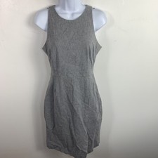 Banana Republic Womens Dress sz 6 Gray Sleeveless Sheath Midi Round Neck