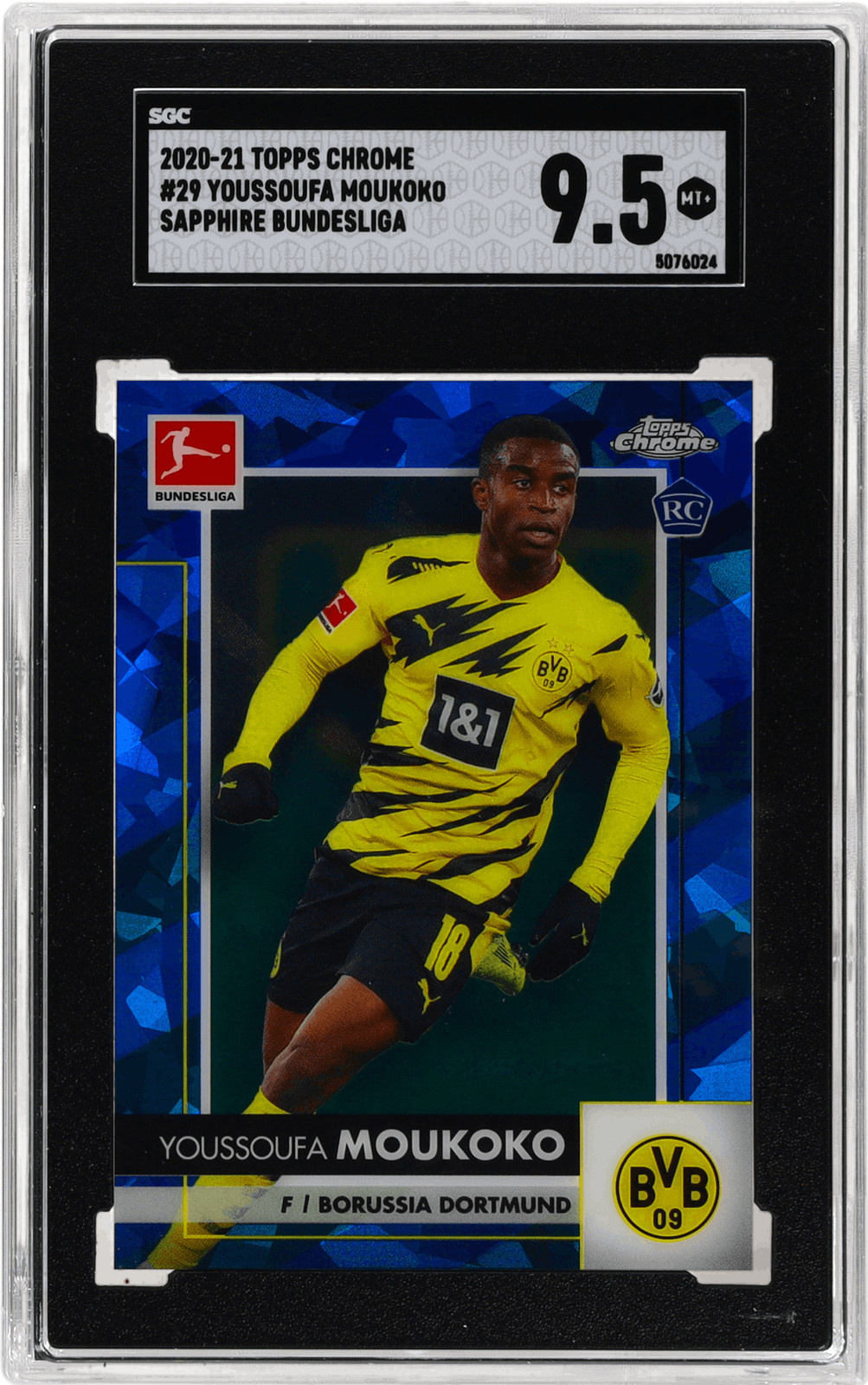 2020 Topps Chrome Youssoufa Moukoko Sapphire Bundesliga #29 SGC 9.5