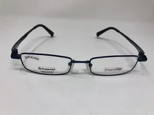 Smart Flip Eyeglasses Frame PSF406 Mdnt 52-18-140 Blue Metal Full Rim LV16