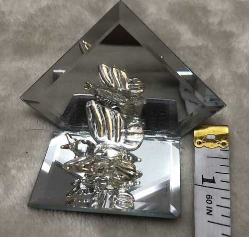 Glass Butterfly With Mirror Mini Figure Clear/Gold 1.5x3” NEW - Picture 9 of 12