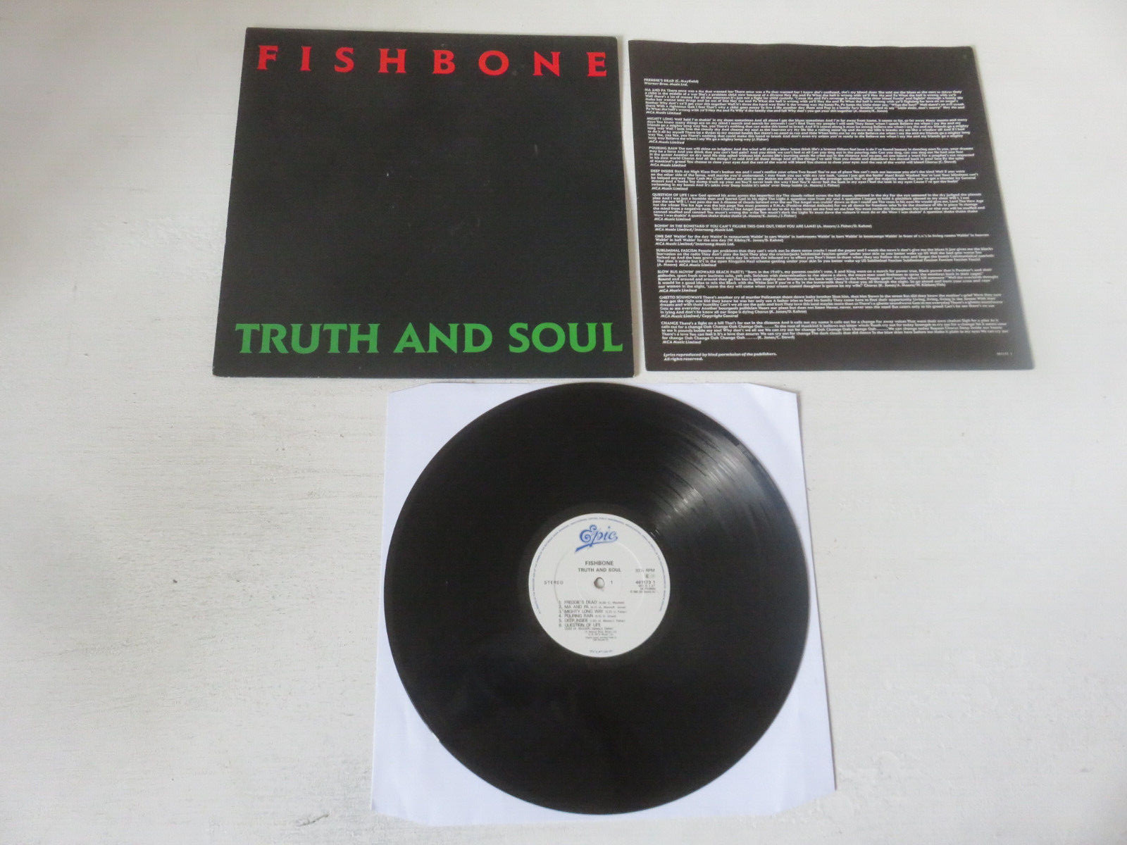 FISHBONE Truth And Soul EPIC / CBS 1988 UK 1ST PRESS DEMO COPY VINYL LP 4611731