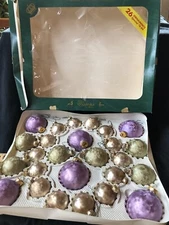 26 ~ Visions By Holly Glass Ornaments ~ Gold Green Purple Texture USA