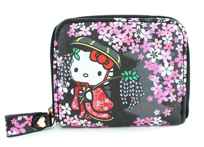 Sanrio Hello Kitty Japanese pattern mini wallet Sakura pattern NEW From JAPAN