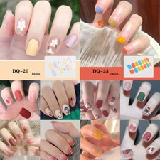 Nail Decor 14 Tips Nail Stickers Nail Sliders Peel Off 3D Bronzing Nail Foils