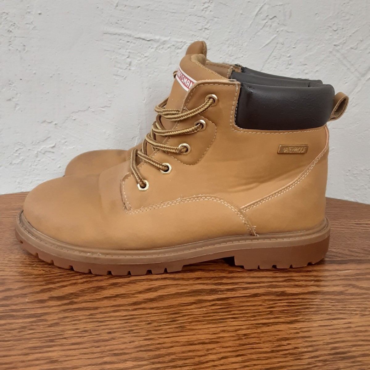 Old Mill Men\'s Size 11 Waterproof Work Boots Tan Suede Leather Lace Up SG015 Vintage Mason Field and Stream Tan Brown Leather Lace up  main image 2