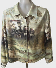 Impulse California Jacket Womens Large Palm Print Long Sleeve Stretch USA Made