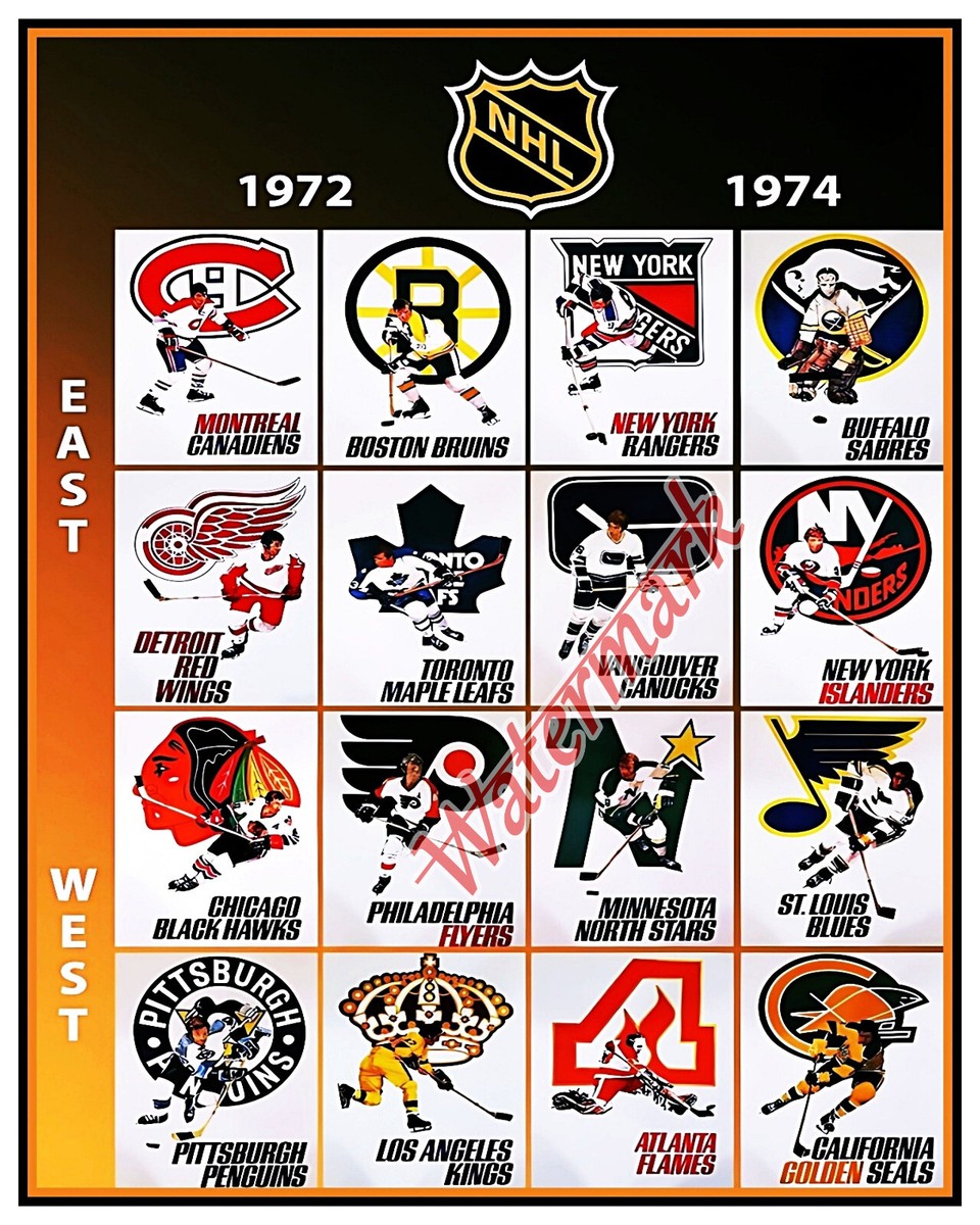 NHL 1972 Poster 16 Team Logo Print Color 8 X 10 Photo Picture | eBay