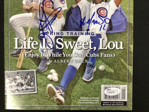 Lou Piniella Signed Sports Illustrated 2/26/07 No Label Cubs Soriano Auto JSA - Picture 3 of 7