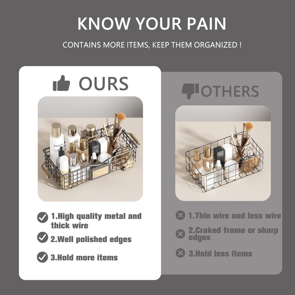 Bathroom Organizer Basket Bathroom Counter Organizer Small Metal Basket