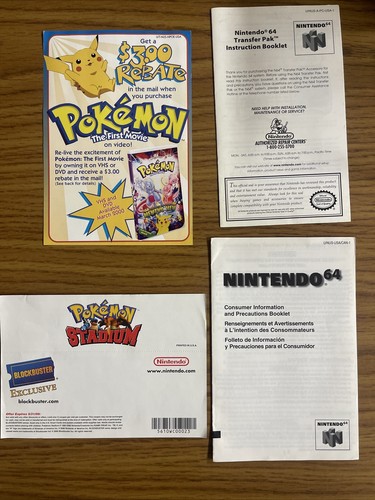 Pokemon Stadium Nintendo 64 N64 Game Complete CIB Manual Box Transfer Pak Pack ! - Picture 5 of 24