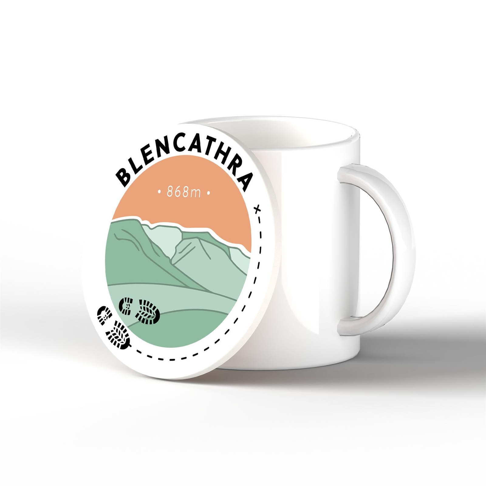 Blencathra 868m Mountain Hiking Lake District Illustration Coaster Cork Base
