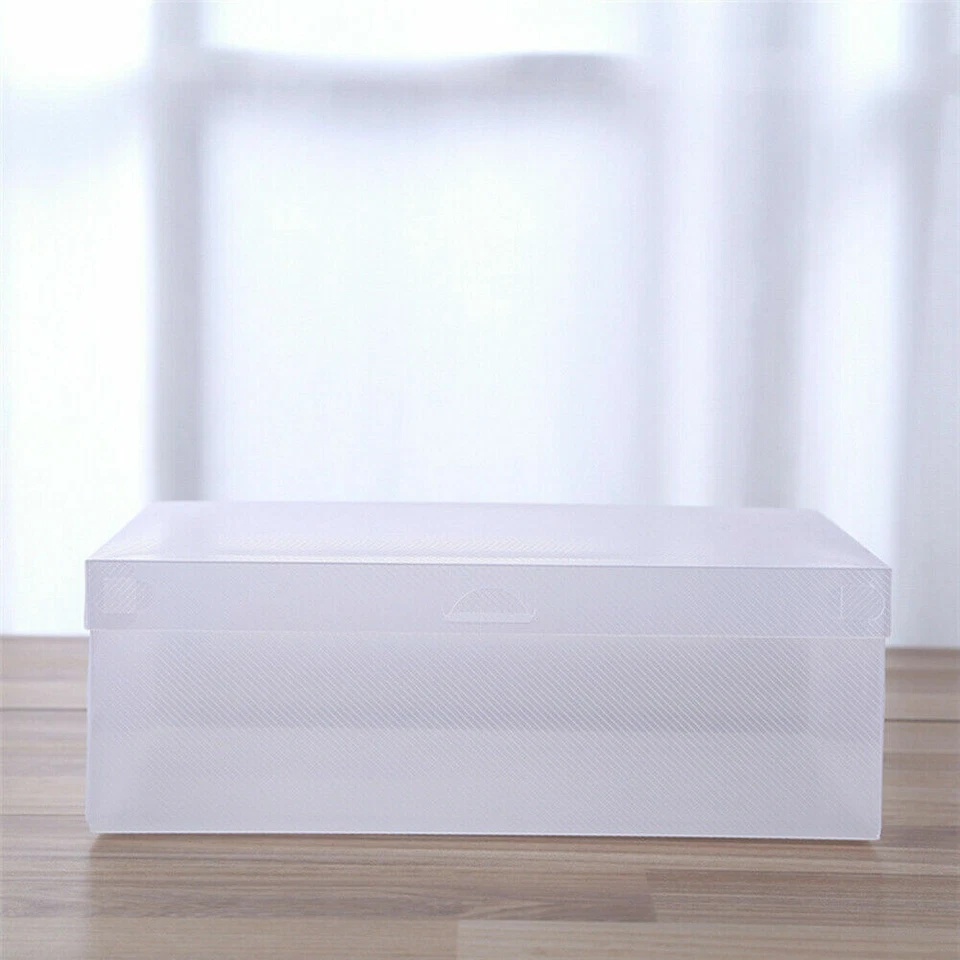 10pcs Men Clear Plastic Foldable Shoe Storage Box Large Organization - Image 4 of 4