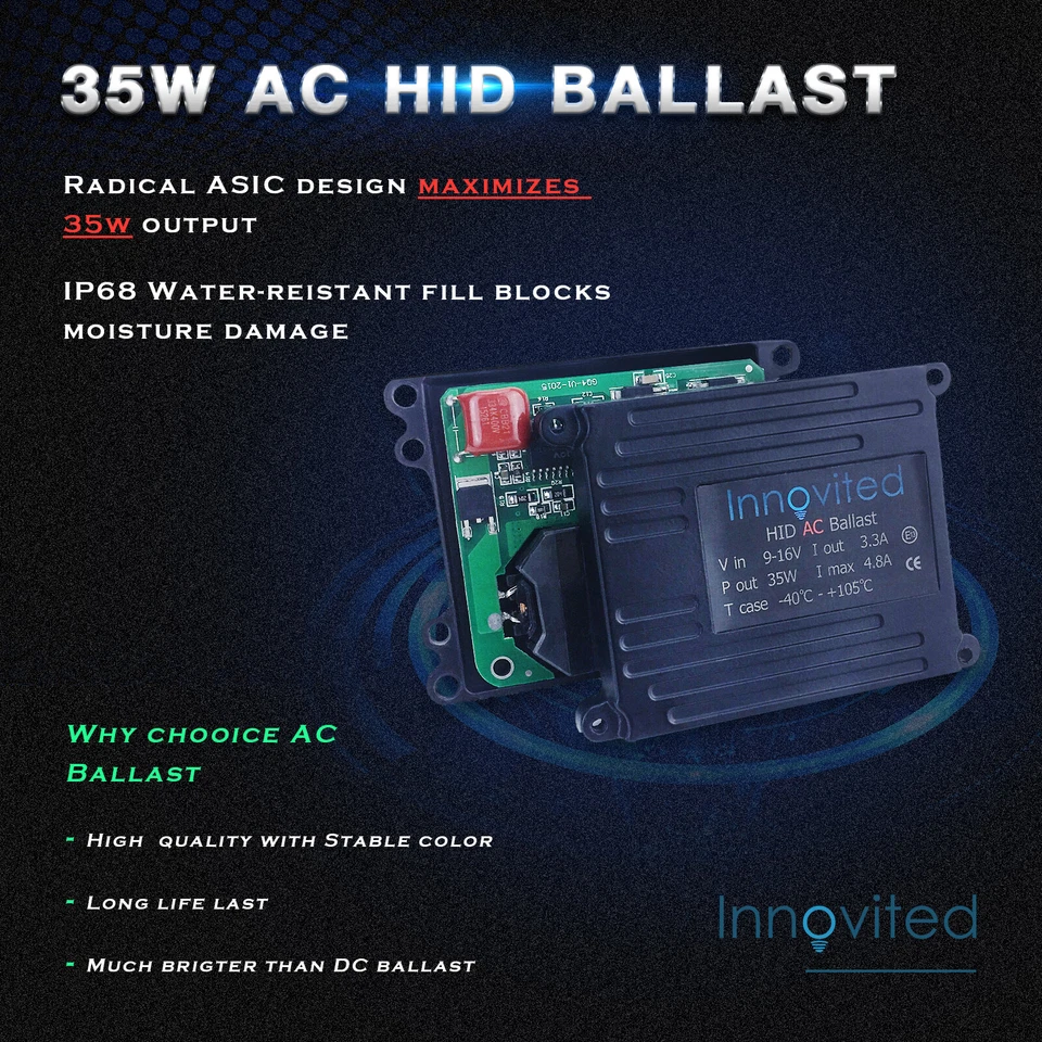 Innovited AC 35W HID Kit H1 H3 H4 H7 H11 H13 9005 9006 9007 6000K Hi-Lo Bi-Xenon - Image 2 of 4