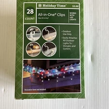 New Set of 28 Holiday Time All in One Clips Christmas works with LED Lights