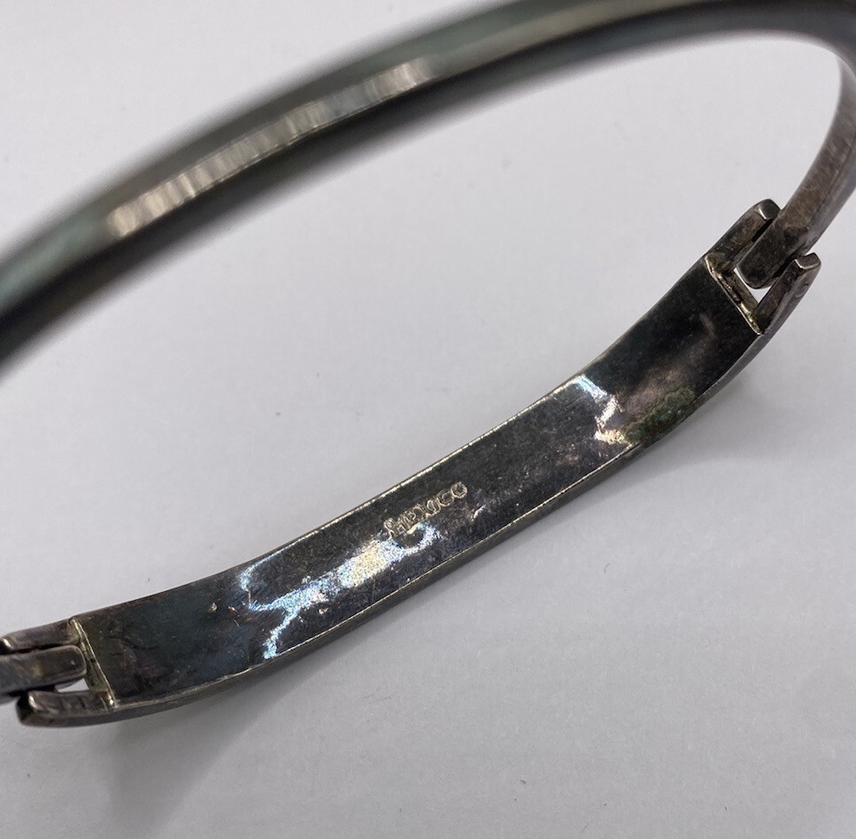 MEXICO STERLING SILVER ABALONE SHELL BANGLE BRACE… - image 4