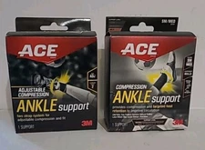 Lot Of 2 ACE Brand 3M Ankle Compression Support Small/Medium, Mild Support Level