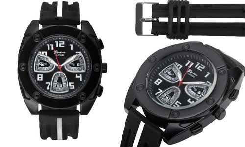 Geneva Fashion Watch Wristwatch Black Silicone Rubber Strap  display picture 1