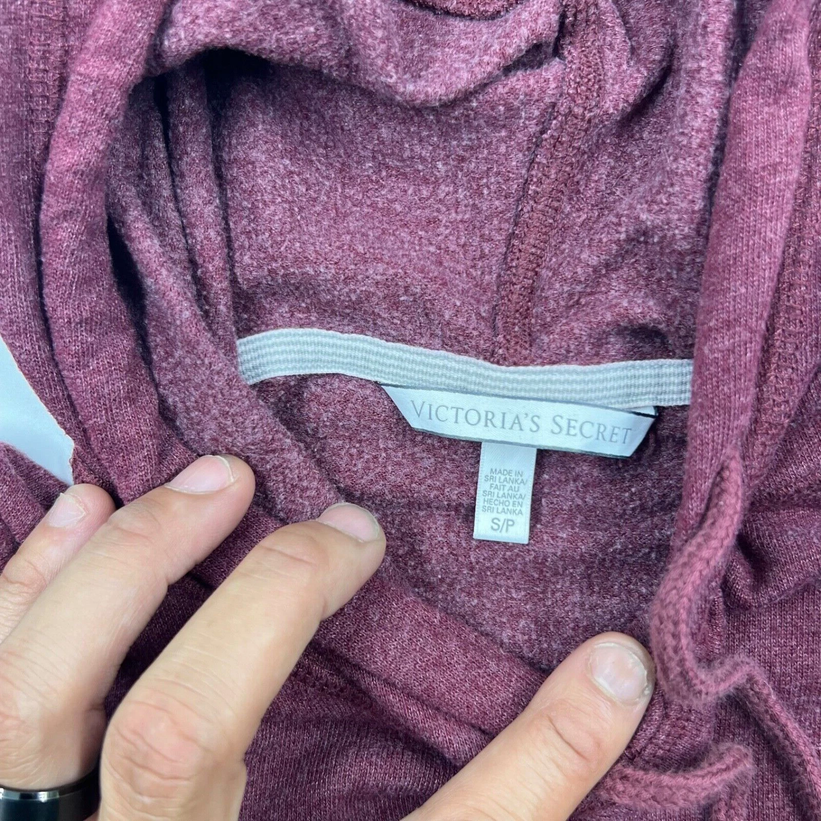 UNDERCOVER Felpa con cappuccio pullover donna Victorias Secret taglia S rosso bordeaux argento logo casual