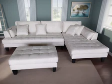 S168RW 3-Piece Cream/White Modern Microfiber Sectional Sofa Set (Custom options)