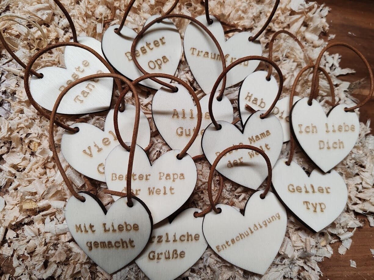Holzherz Herz kleiner Gruß Nachricht Botschaft Anhänger Geschenk Liebe Freund