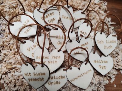 Holzherz Herz kleiner Gruß Nachricht Botschaft Anhänger Geschenk Liebe Freund
